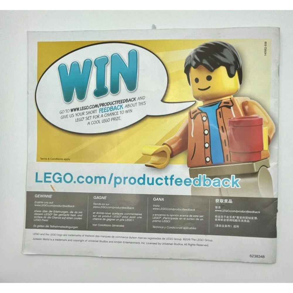 LEGO Juniors Manual Only 10758 Jurassic World Paper Booklet Instructions
